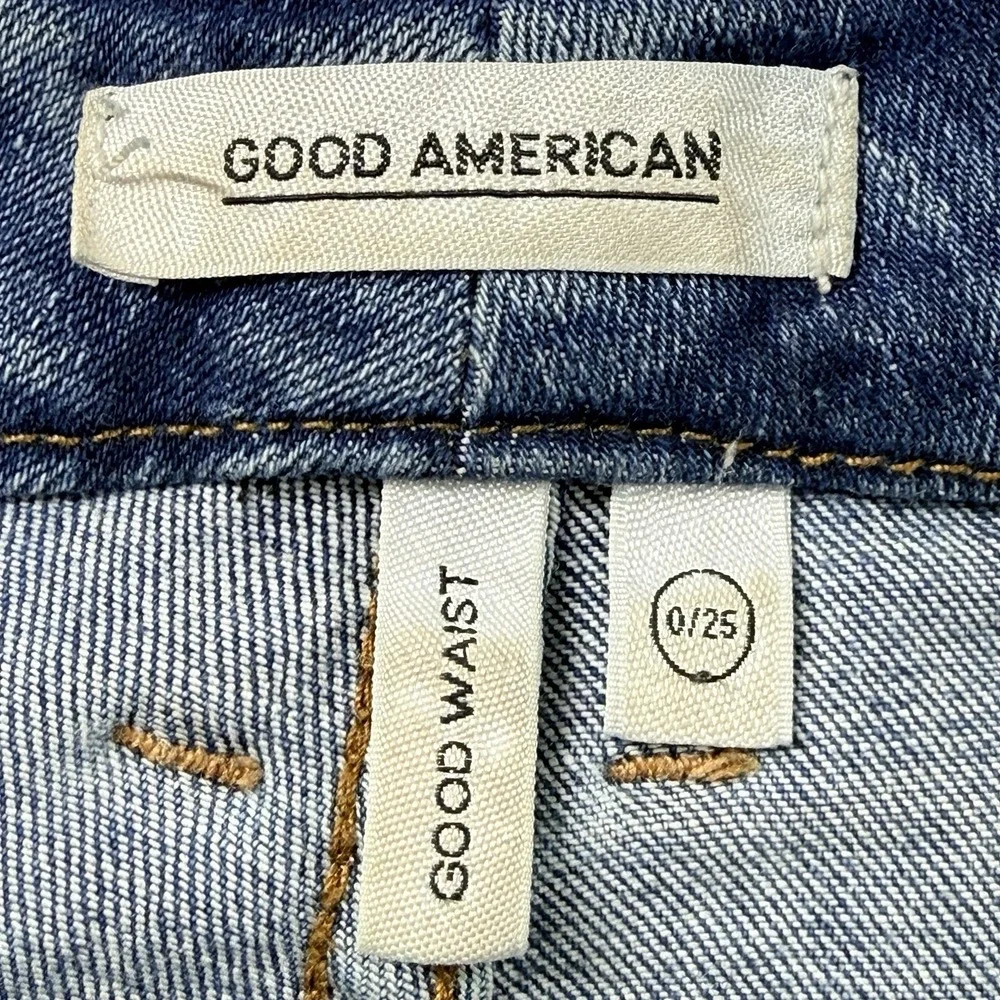 Good American Jeans Womens 0/25 Blue Good Waist High Rise Skinny Distressed - Picture 4 of 16